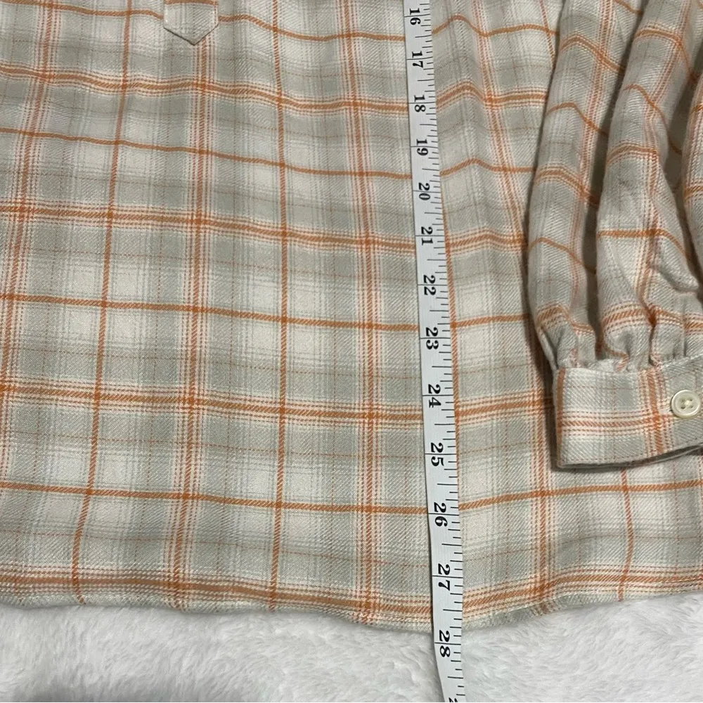 Loft Plaid Smocked Henley Blouse - Image 9