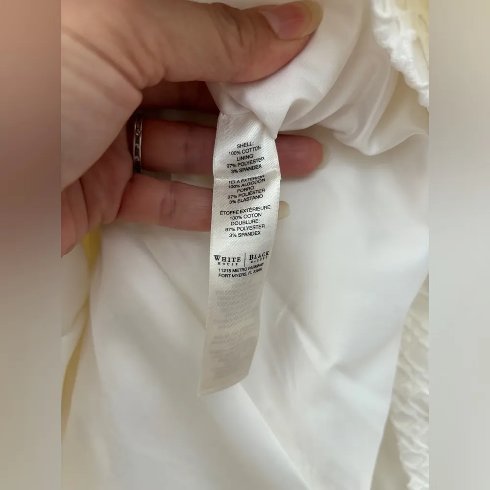 WHBM Dress Women's 6 White Solid 100% Cotton Crochet Pockets Fit Flare Pockets - Image 6