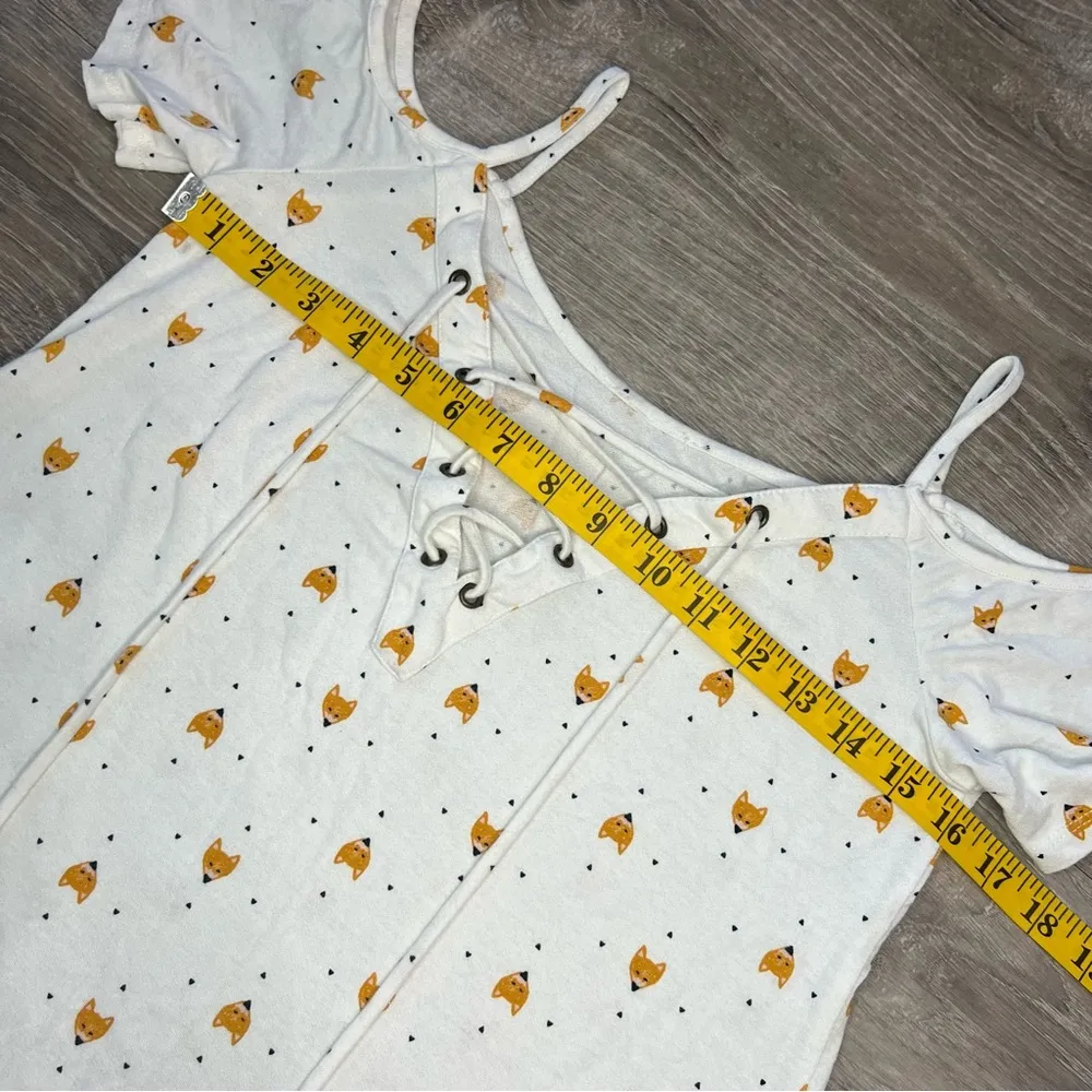 Fox Cold Shoulder Lace Up V neck Top Blouse S/M White Size M - Image 6