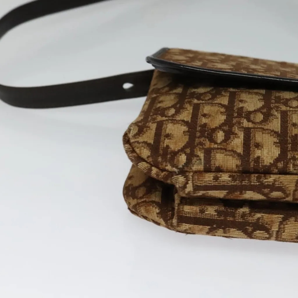Christian Dior Trotter Canvas Shoulder Bag Brown Gold Authentic - Image 10