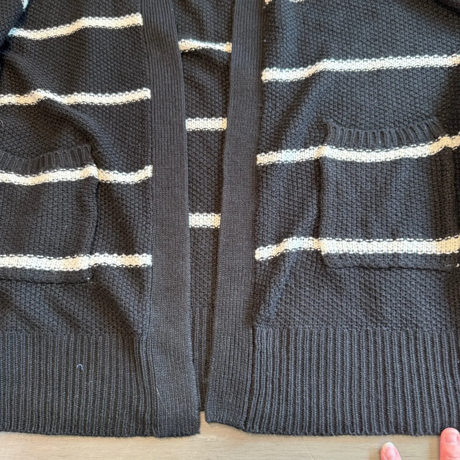 Pink Rose 2X Cardigan ‎ Black White Stripe Open Front Lace Up Side Plus Size - Image 8