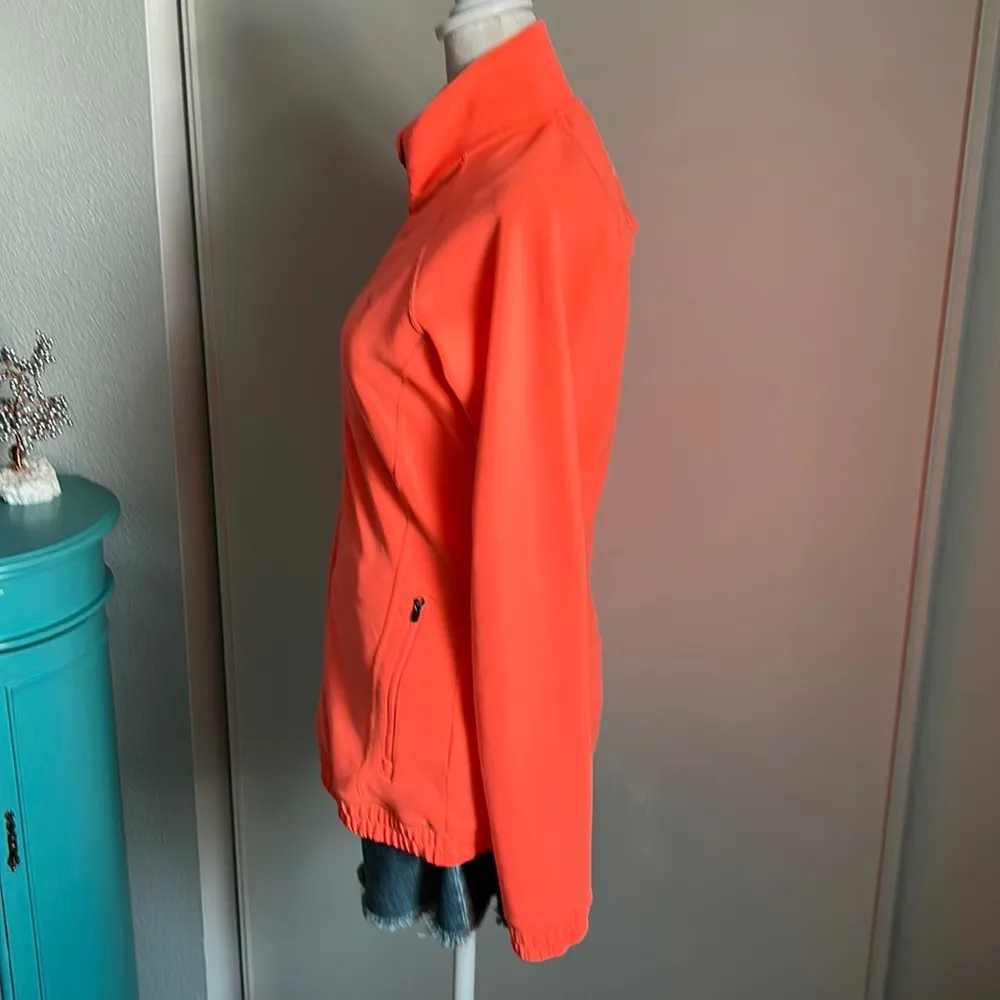 Puma Women’s Lightweight Leisure Athletic Hooded Zip Up Neon Orange Jacket - Image 5