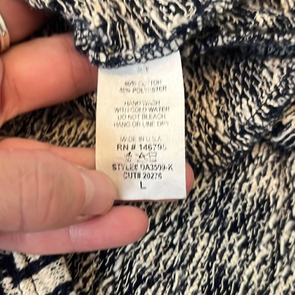 Dee Elle EUC Blue White Nordic Abstract Print Short Sleeve Sweater Dress Tunic S - Image 6