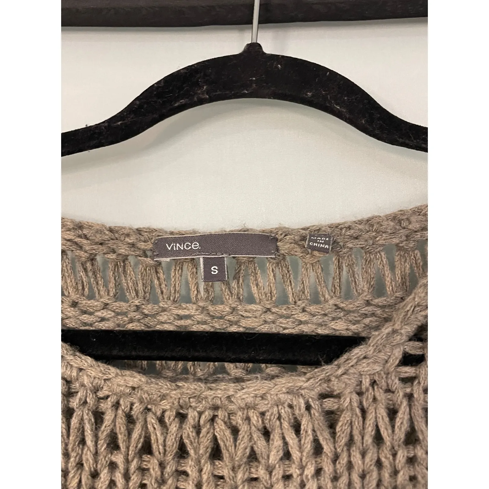 Vince Open Knit Sweater GRAY Distressed‎ Pullover Size S Acrylic Wool Blend - Image 5