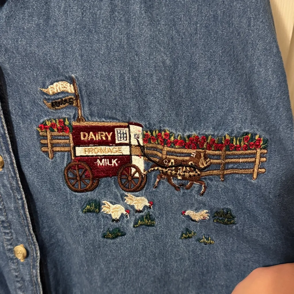 Embroidered Denim Button - Image 3