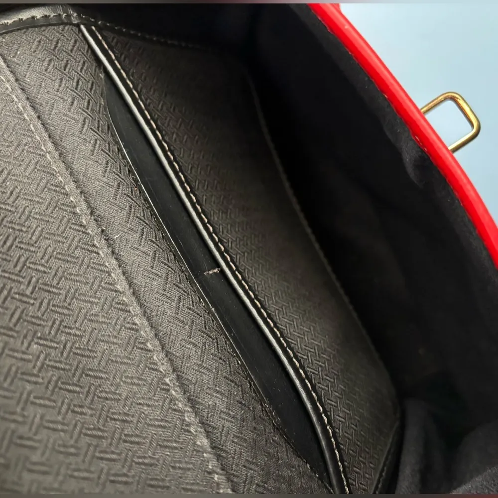 Dooney & Bourke backpack vintage denim chambray and red leather - Image 4