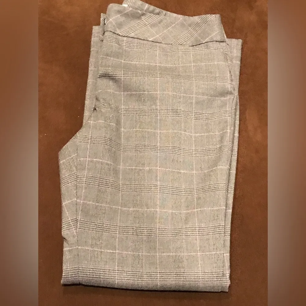 Loft Womens Tall Plaid High Waist Wide Leg Pants Size 8P Black/Gray/ Purple Mult - Image 3