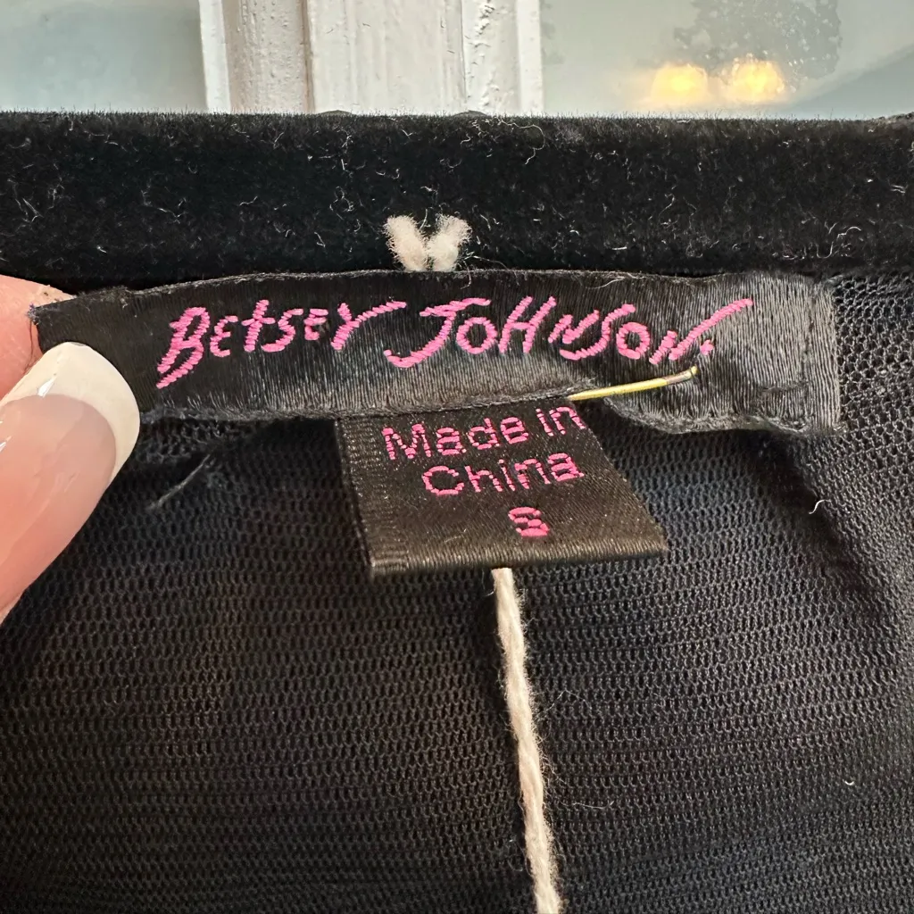 Vintage Betsey Johnson Y2K Punk Black Silver Sequin Striped Dress Size 6 NWT - Image 9