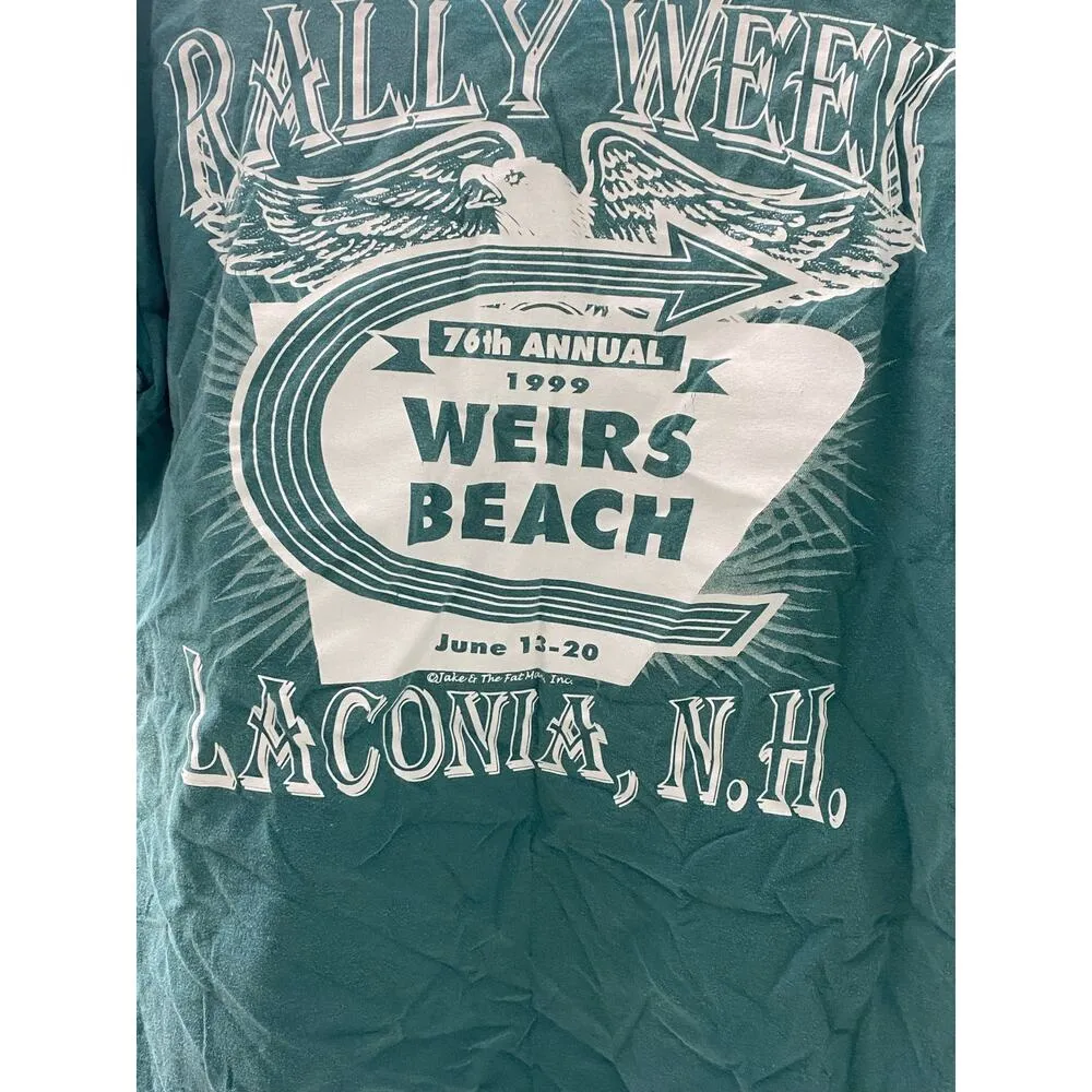 Vintage 90s Womens XL Laconia New Hampshire Biker Rally Week T Shirt Weirs Beach - Image 4