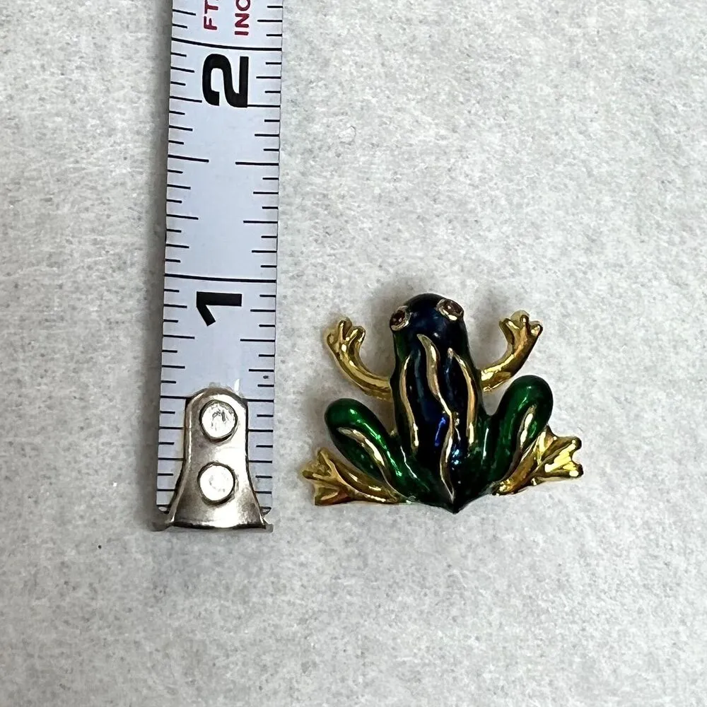 Vintage Frog Brooch Pin Green - Image 5