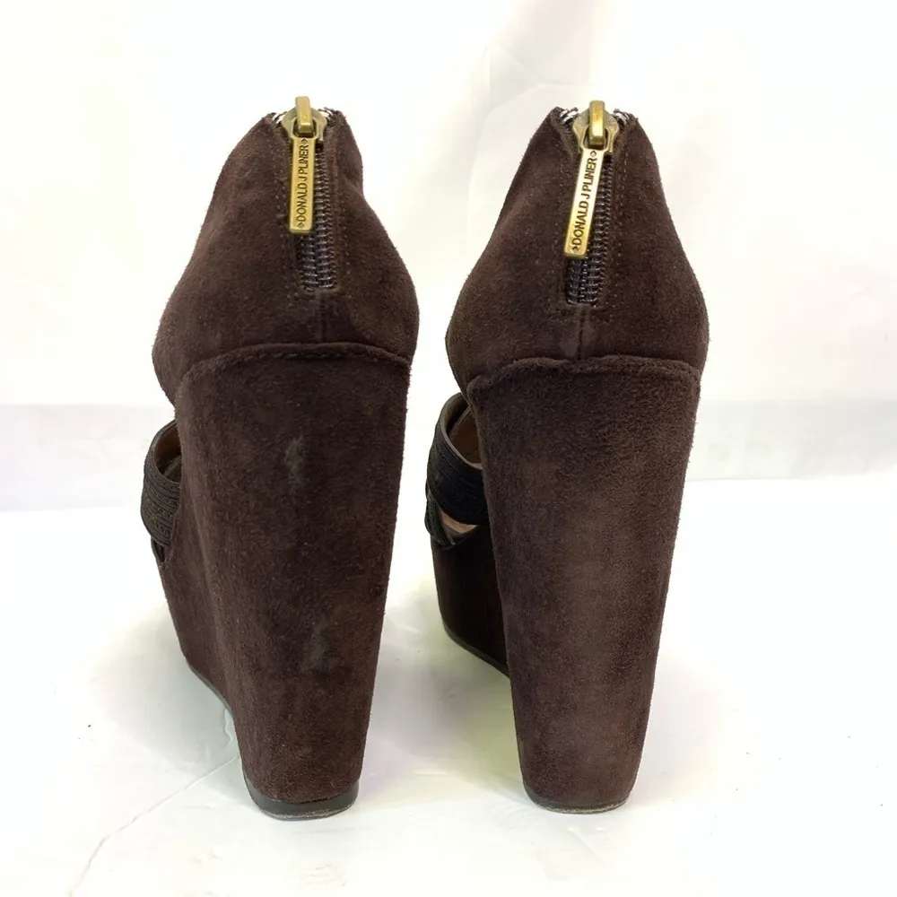 Donald J Pliner Brown Suede Wedges 378 Size 8 - Image 7