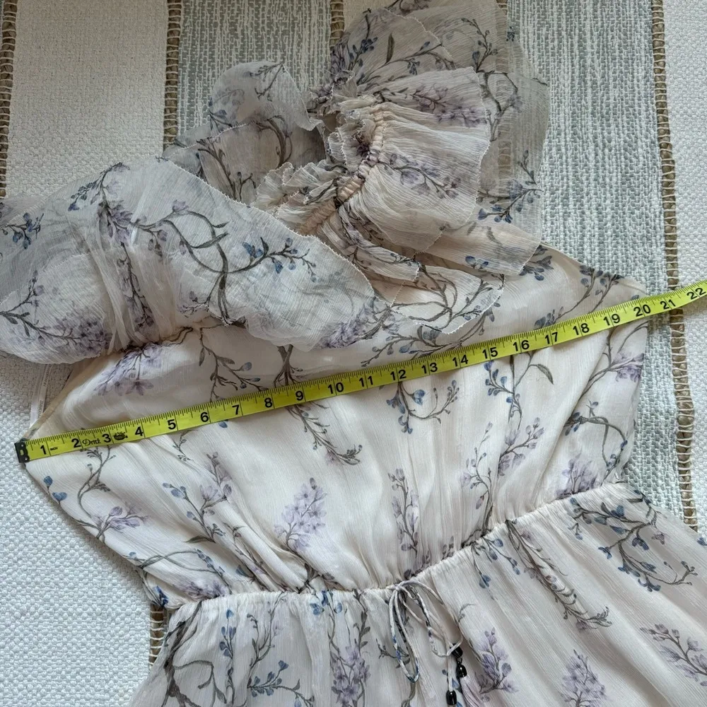 Zimmerman Beige Floral 100% Silk One Shoulder Ruffled Playsuit Women’s 3 US 10 - Image 8