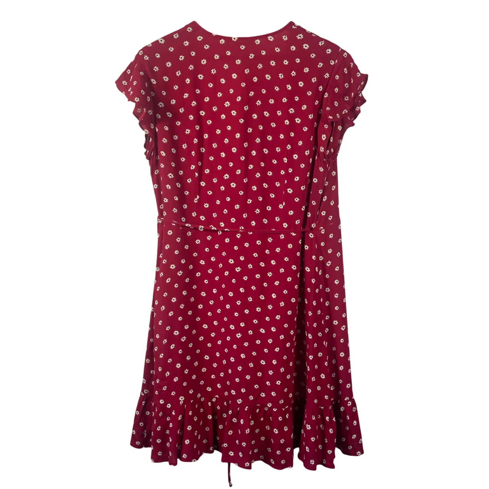 Rails‎ Koreen Wrap Dress Women's L Red Wildflower Floral Short Sleeve Ruffle Hem - Image 9