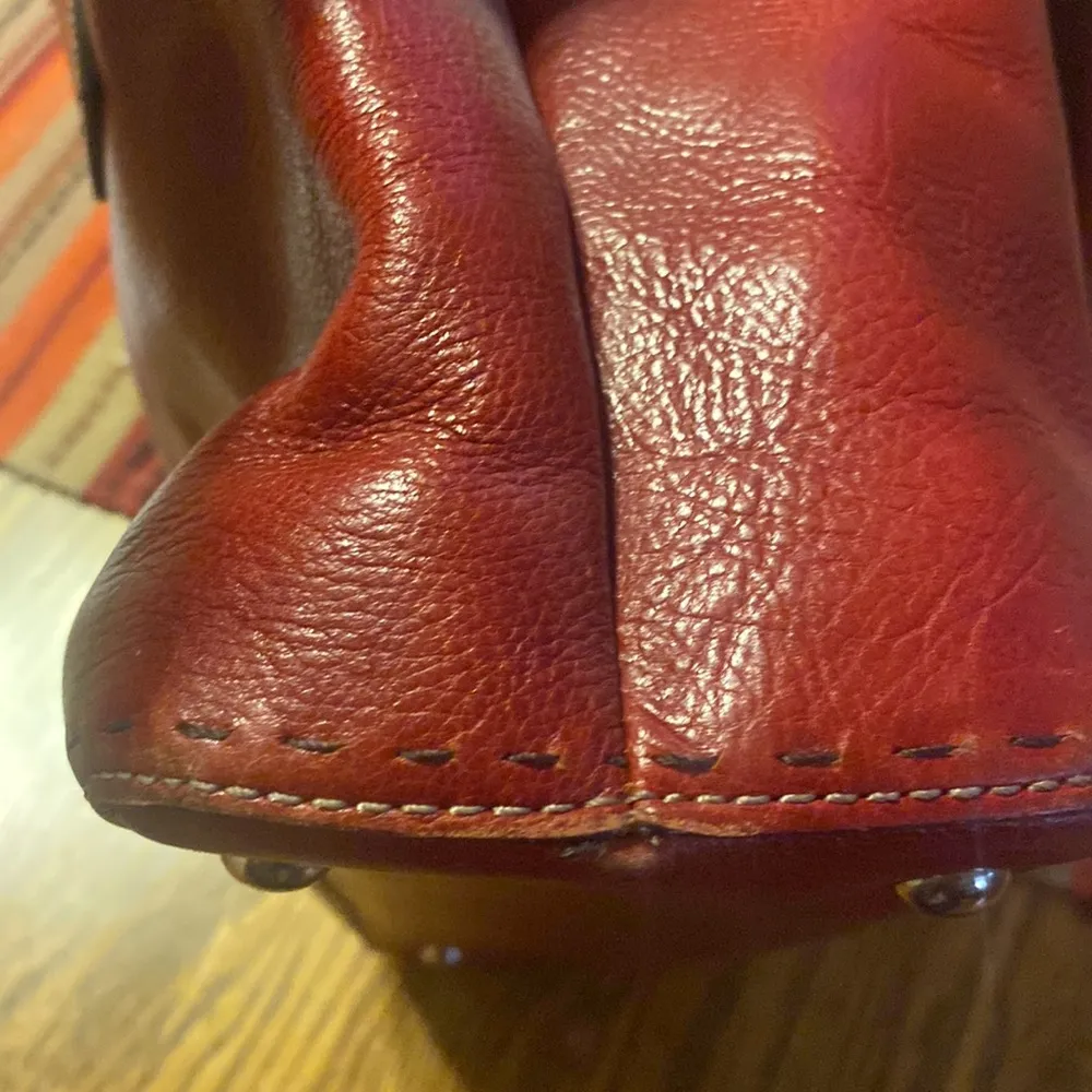 COPY - Medium Fossil Red Shoulder Bag with Smooth Leather Finish - Image 8