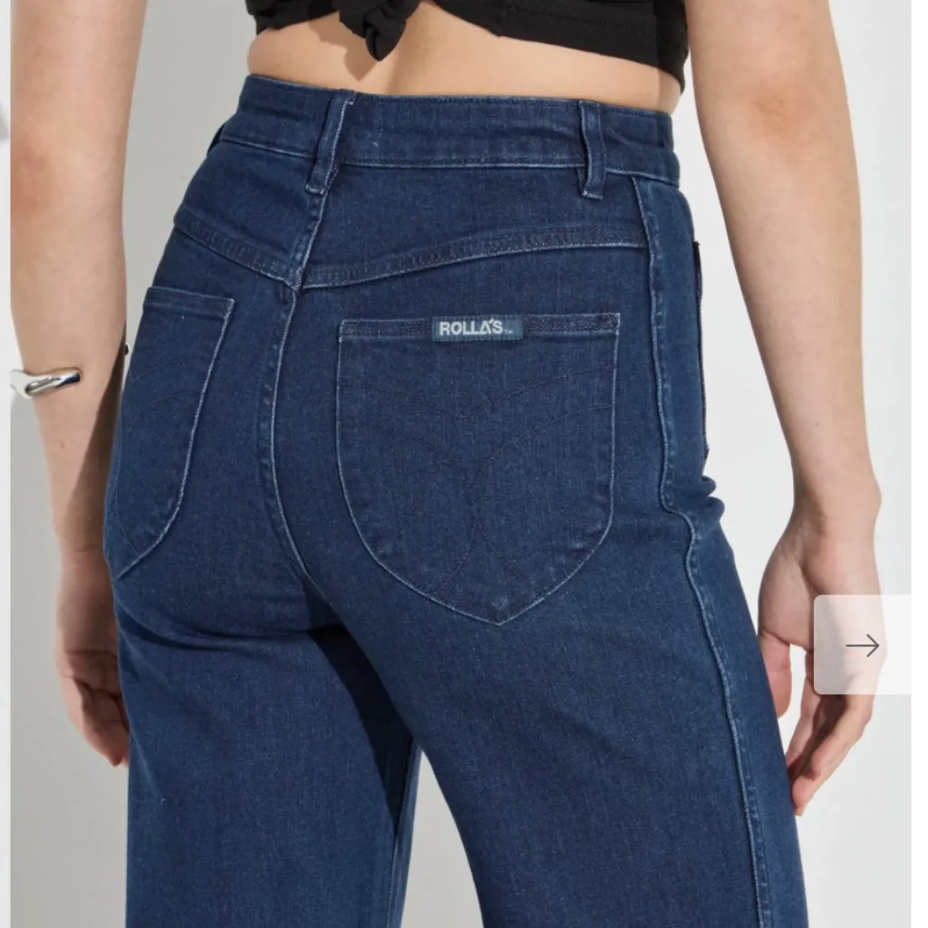 Rolla's Dark Stone High Rise Wide Leg Sailor Jeans Sz 27 Blue - Image 5