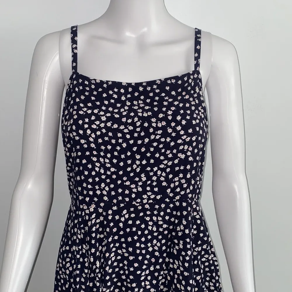 Dark Blue Floral Summer Dress - Image 3