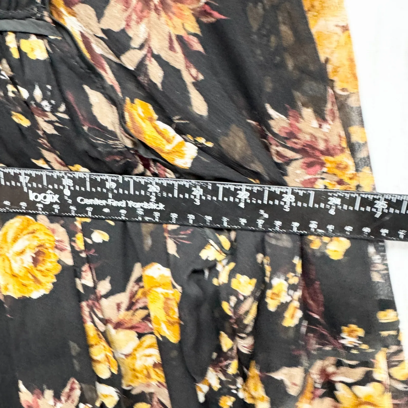 Blue Rain Dress Women Size Large Floral Ruffle Smocked Long Sleeve Swing Mini - Image 7