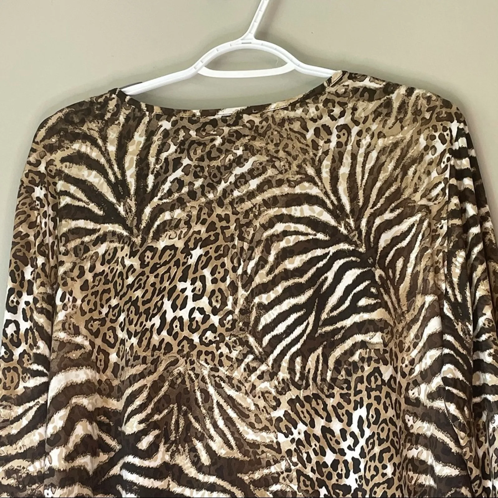 Kristen Crenshaw 3/4 Sleeve Animal Print Top XXL Brown - Image 4