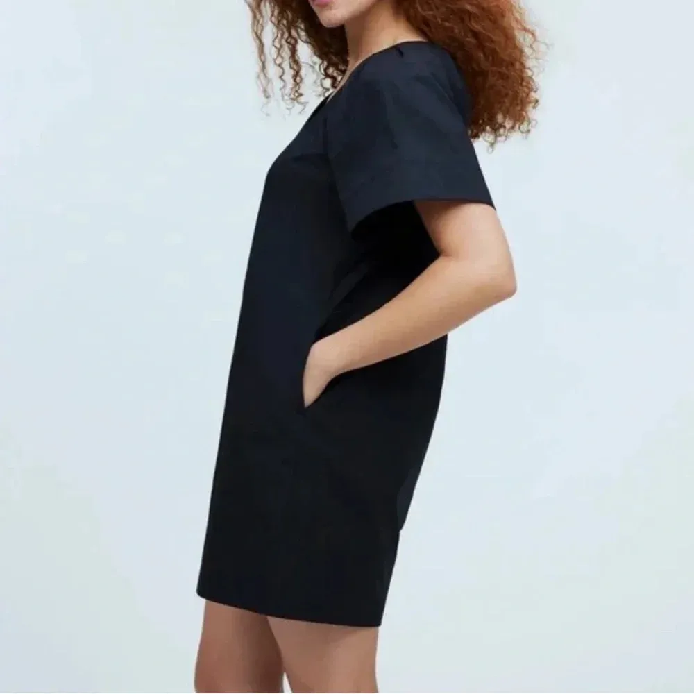 Madewell V-Neck Mini Shirt Dress in True Black Size XS - Image 3