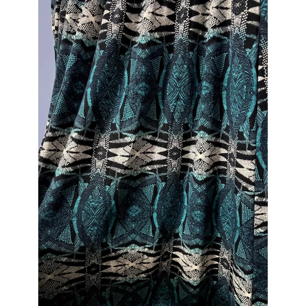 Studio 253 Medium Tribal Print Long Maxi Skirt Blue Ombre Cream Geometric - Image 4