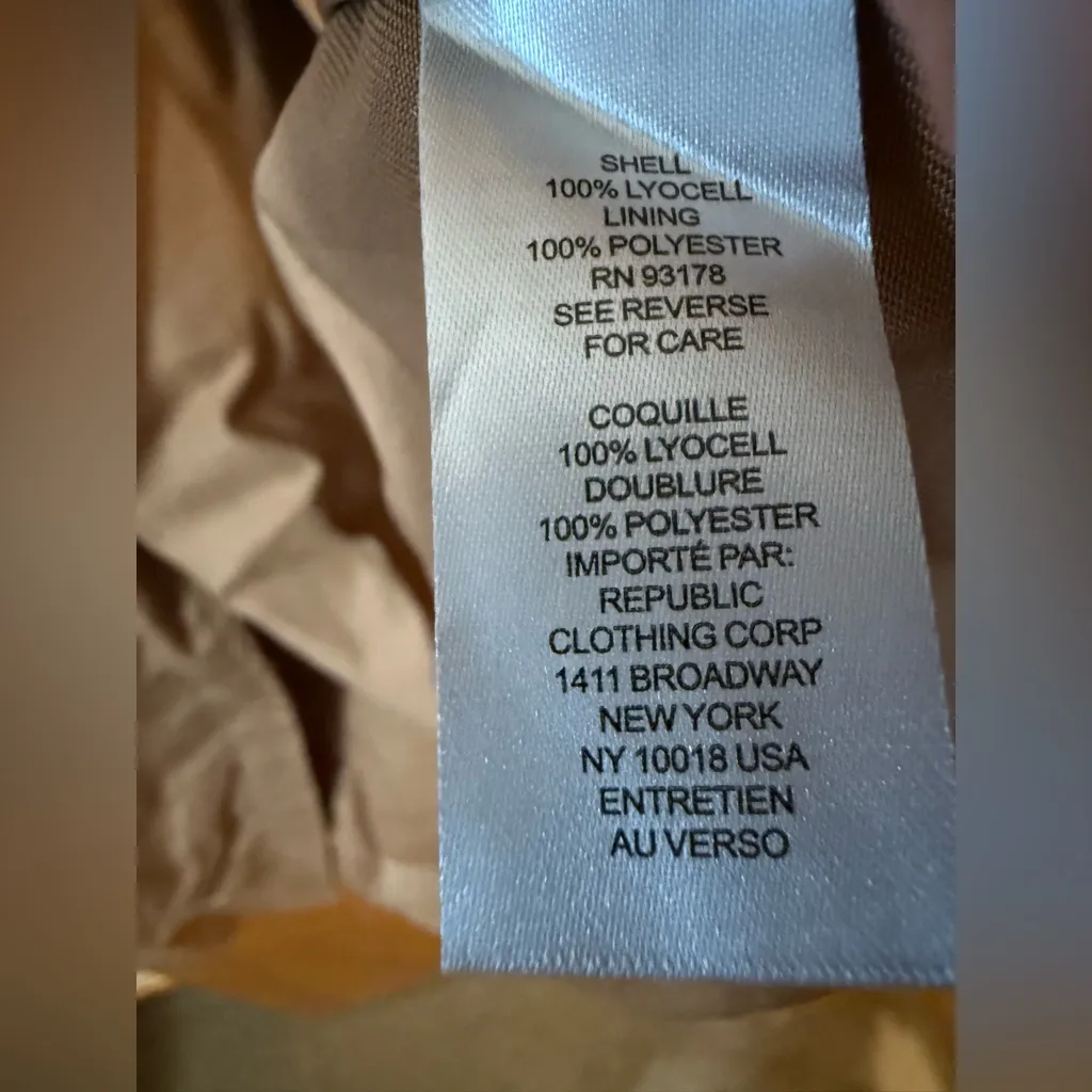 Elie. Elie Tahari Long Trench Coat Open Front Wide Lapel Unlined Brown Small - Image 7