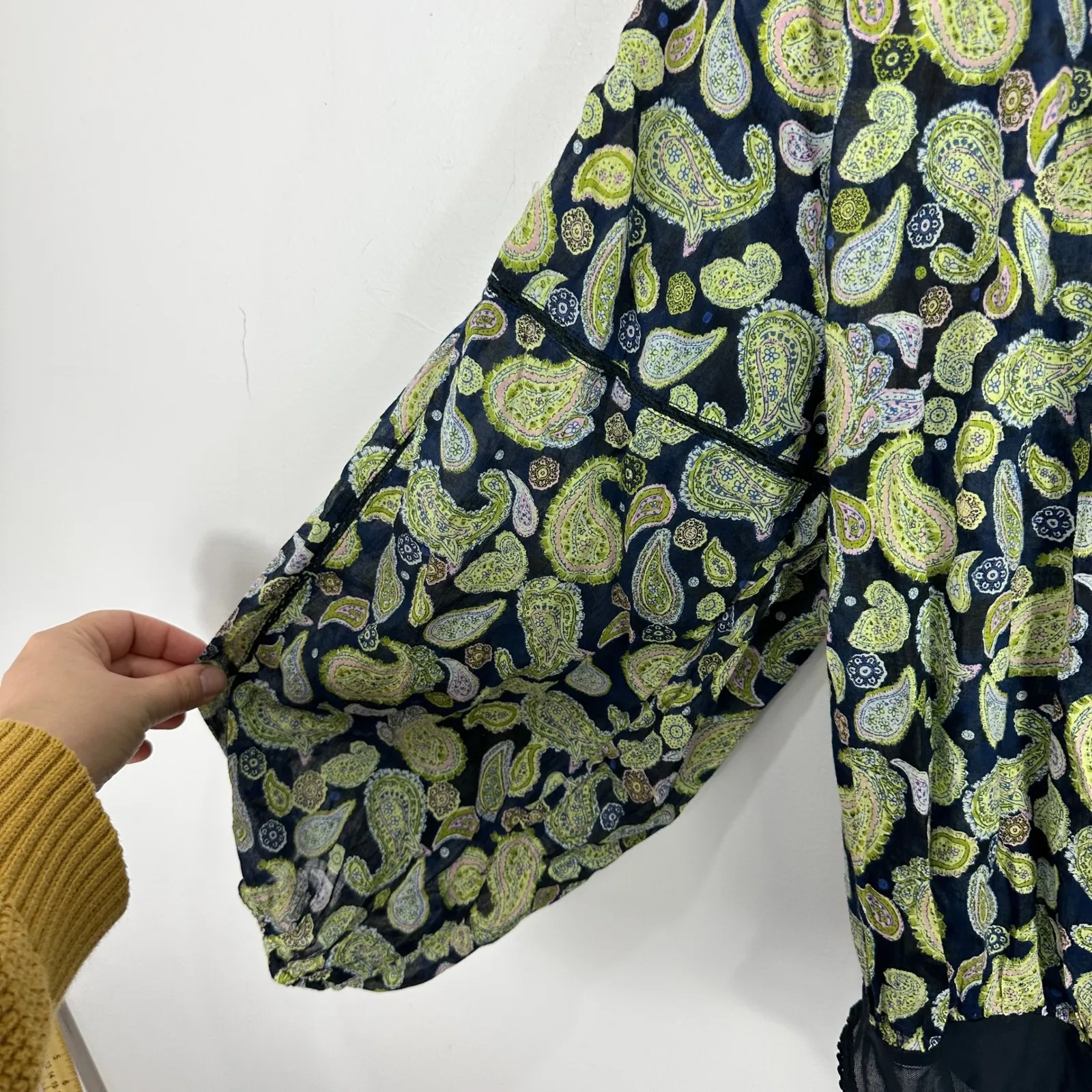 Free People Bodysuit S Paisley Boho Hippie Festival Peasant Cottagecore Romantic - Image 5