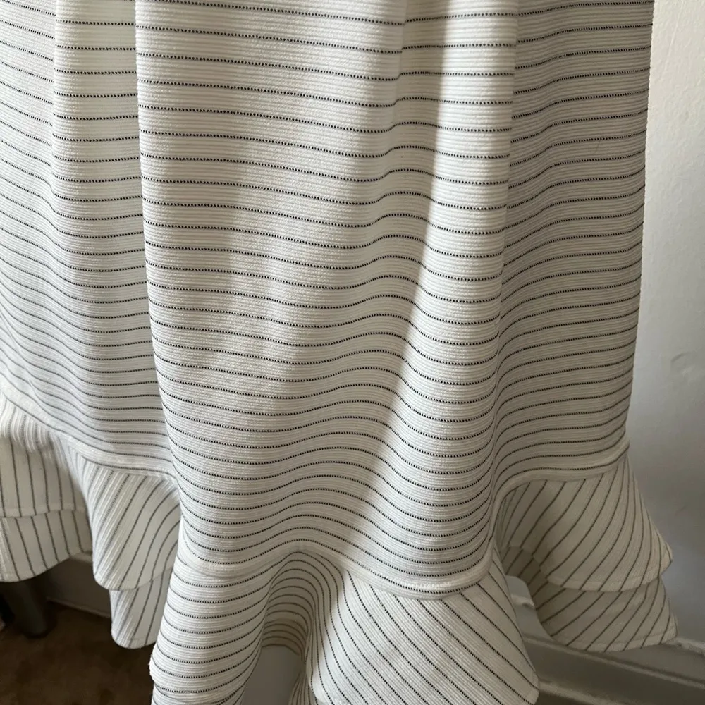 Anthropologie Maeve sunland white striped ruffled flutter sleeve midi dress 6 - Image 2