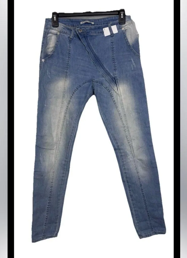 Place du Jour Vintage Denim Adele Women's Jeans Side Zipper Design Sz 38 Light Blue - Image 1