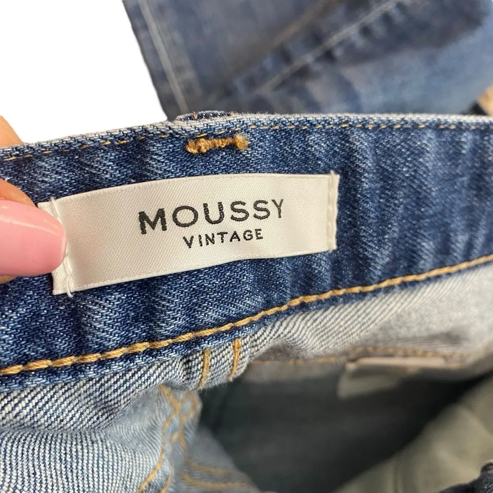 Moussy Vintage Women’s 27 Slim Straight Leg Jeans Medium Wash‎ Denim Distressed Blue - Image 4