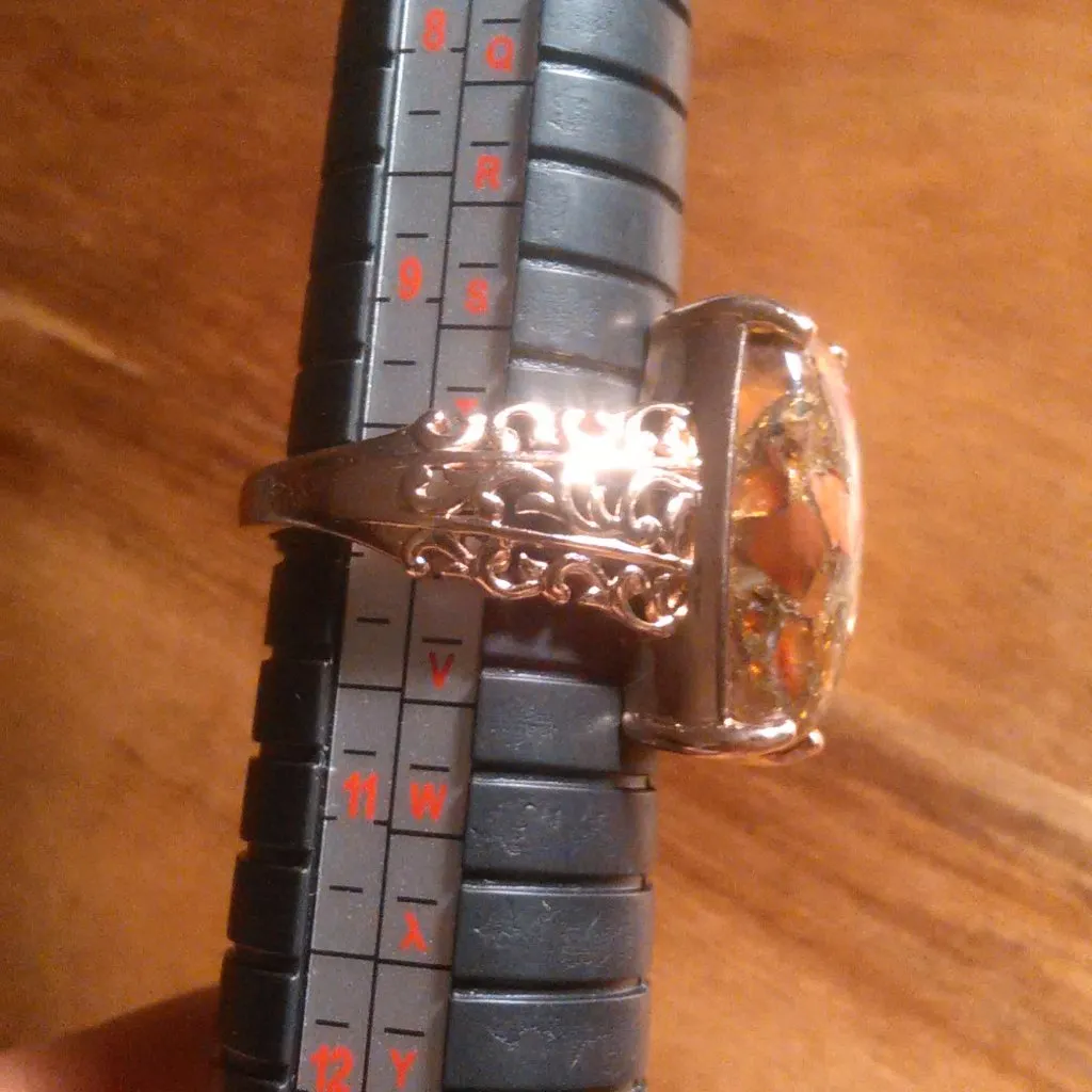 Matrix Fire Opal 14K Rose Gold Over Copper Solitaire Ring (Size 10) - Image 3