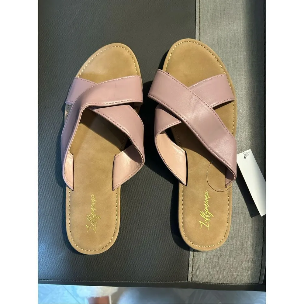 NEW Luffymomo Open Top Flat Sandals Slip on Pink 11 Size 10 - Image 5