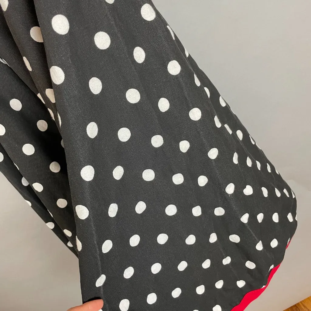 Handmade Retro Dress Polka Dot Circle Skirt Sock-Hop‎ Pin-Up Black White Flower - Image 12