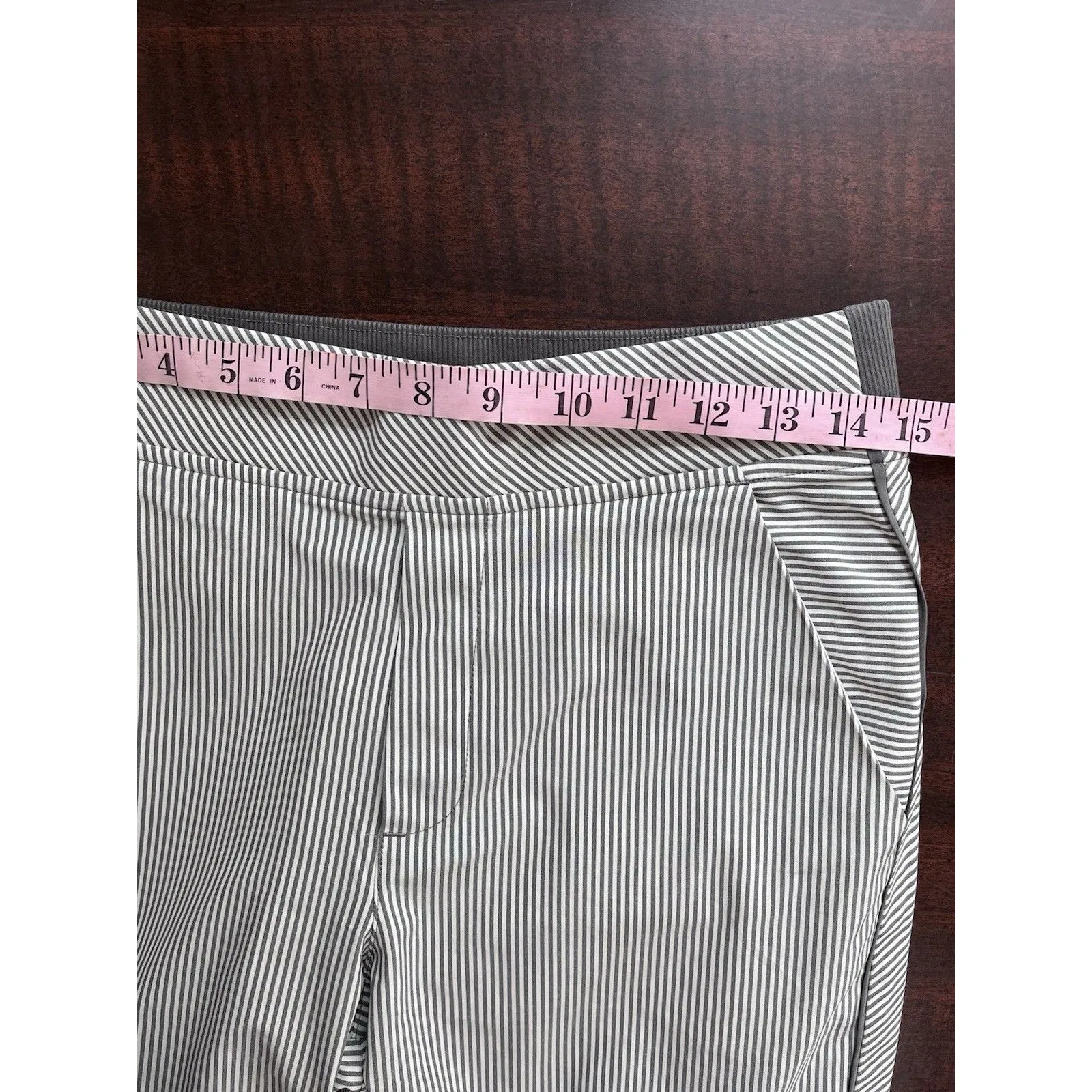 Athleta Striped Brooklyn Textured Ankle Pant Gray & White Women’s Size 6 - Image 7