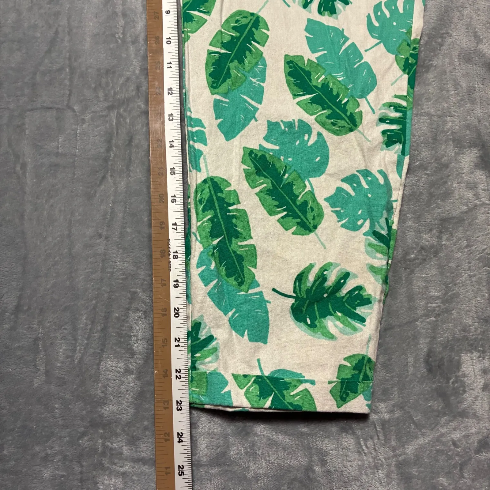 J. Crew Linen Blend Tropical Leaf Palm Print Crop Pants Women's 12P Petite - Image 7