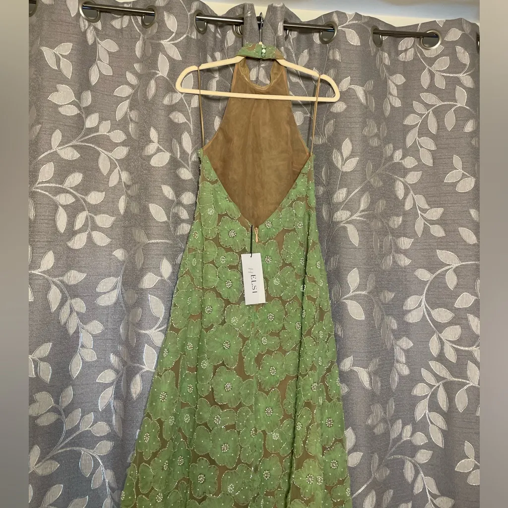 HELSI Marcella Floral Embellished Halter Gown Green Size M - Image 8