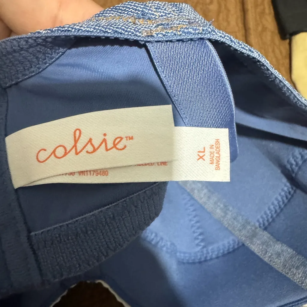 Colsie Denim Blue Bralette with White Lace Size XL - Image 7