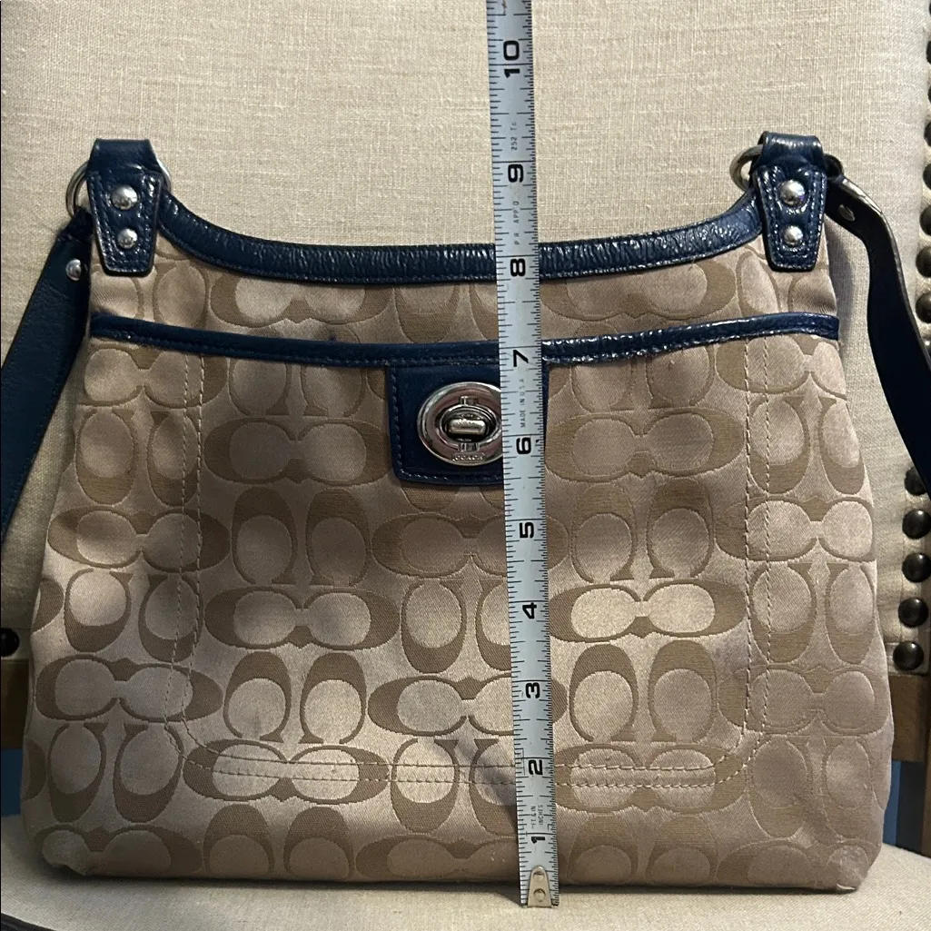 Coach Monogrammed Shoulder/Crossbody Bag with Navy Accents - Image 9