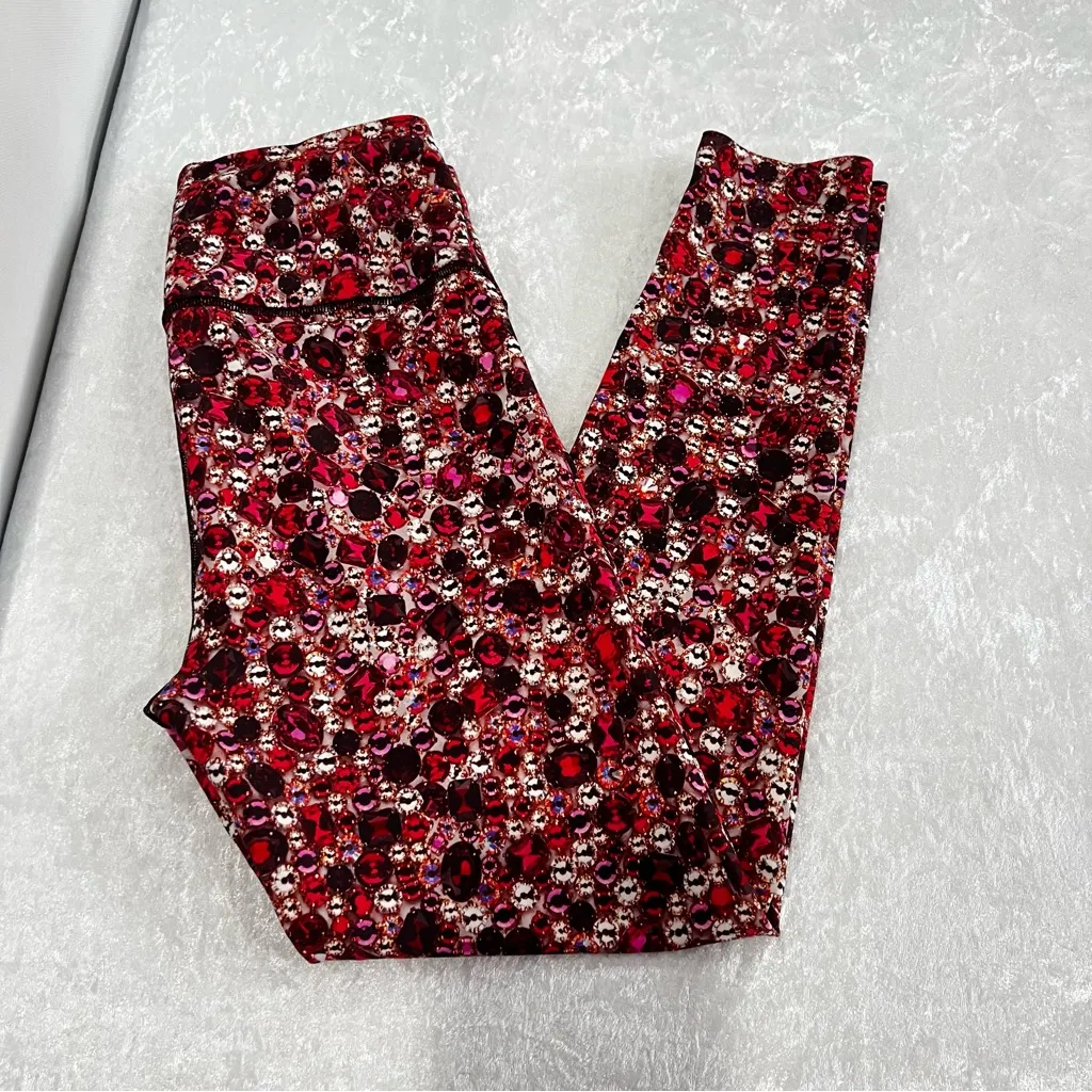 Victoria’s Secret Sport Tight Legging High Rise 7/8 Jewel Print Size Small Red - Image 2