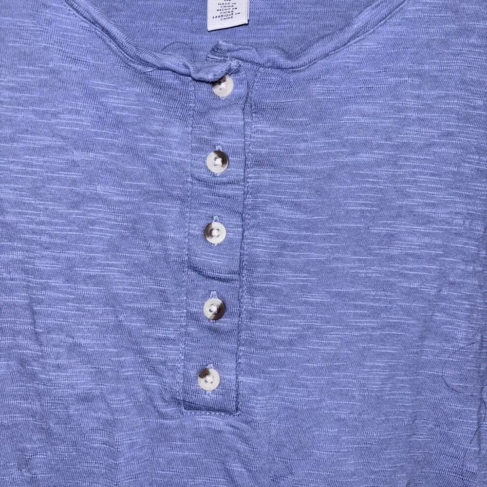 Nine West 100% Cotton Blue Short Sleeve Relaxed Fit Blouse Top Work Casual - Image 3