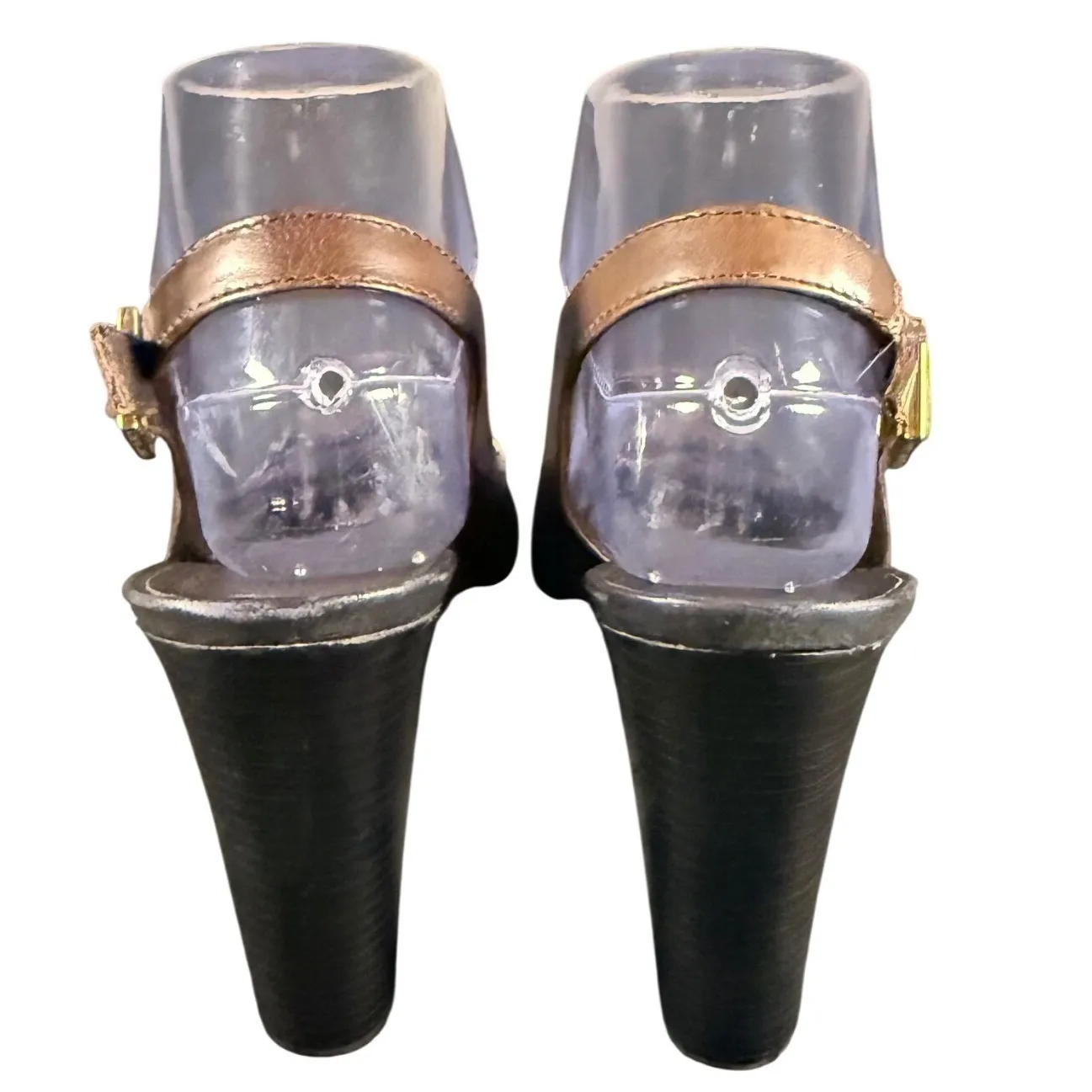 Tory Burch Women Brown Leather Peep Toe Slingback Heels Shoes retro size 7.5 - Image 7