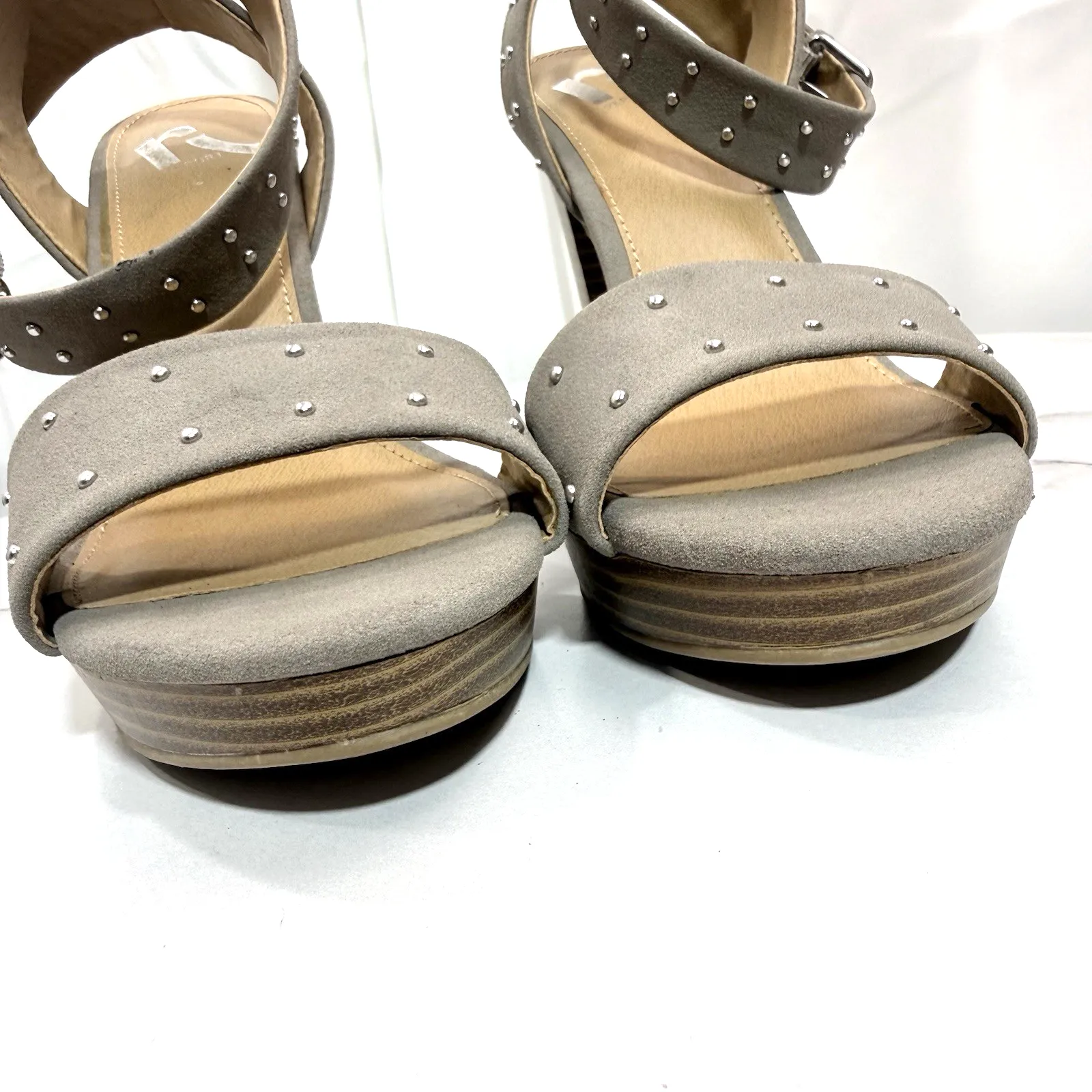 NEW REPORT Gray High Heels Open Toe Ankle Strap Platform Sandals Size 6.5 - Image 5
