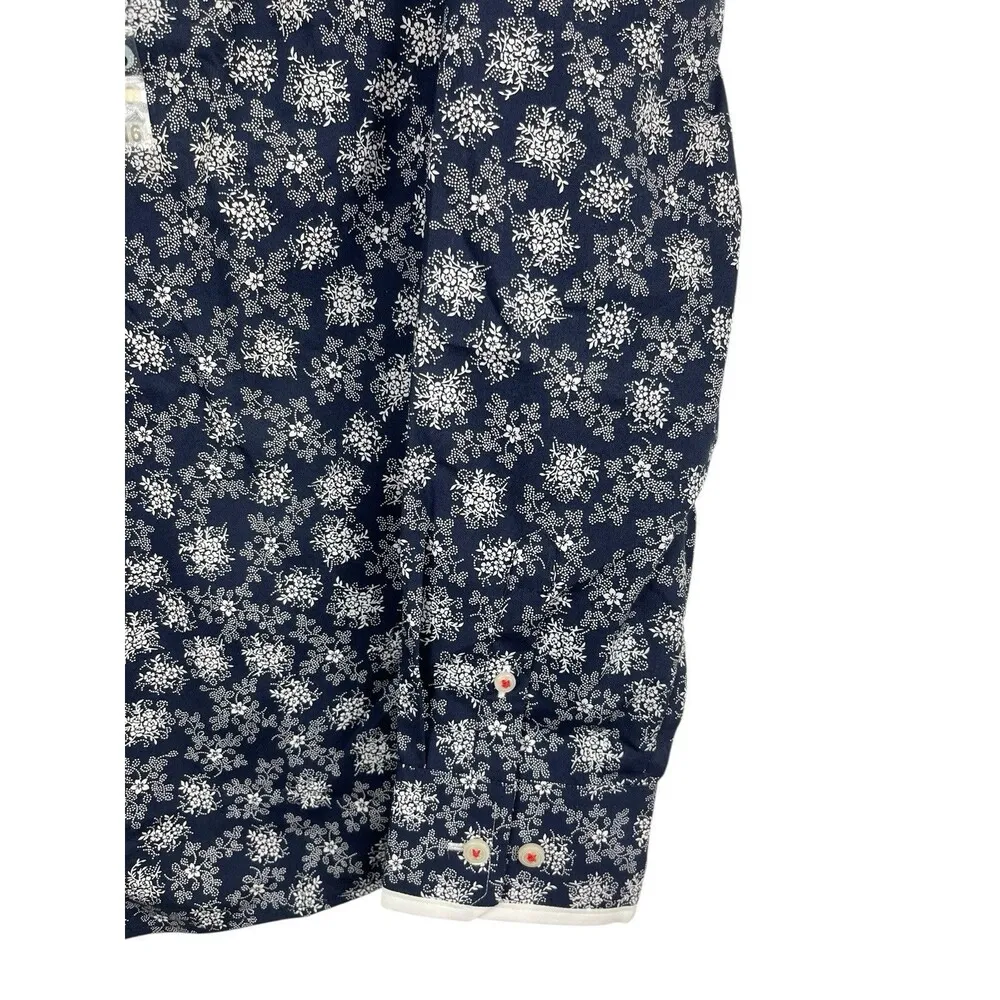 Orvis Blue Floral Red Details Wrinkle Free Button Up Long Sleeve Top 16 NWT - Image 6