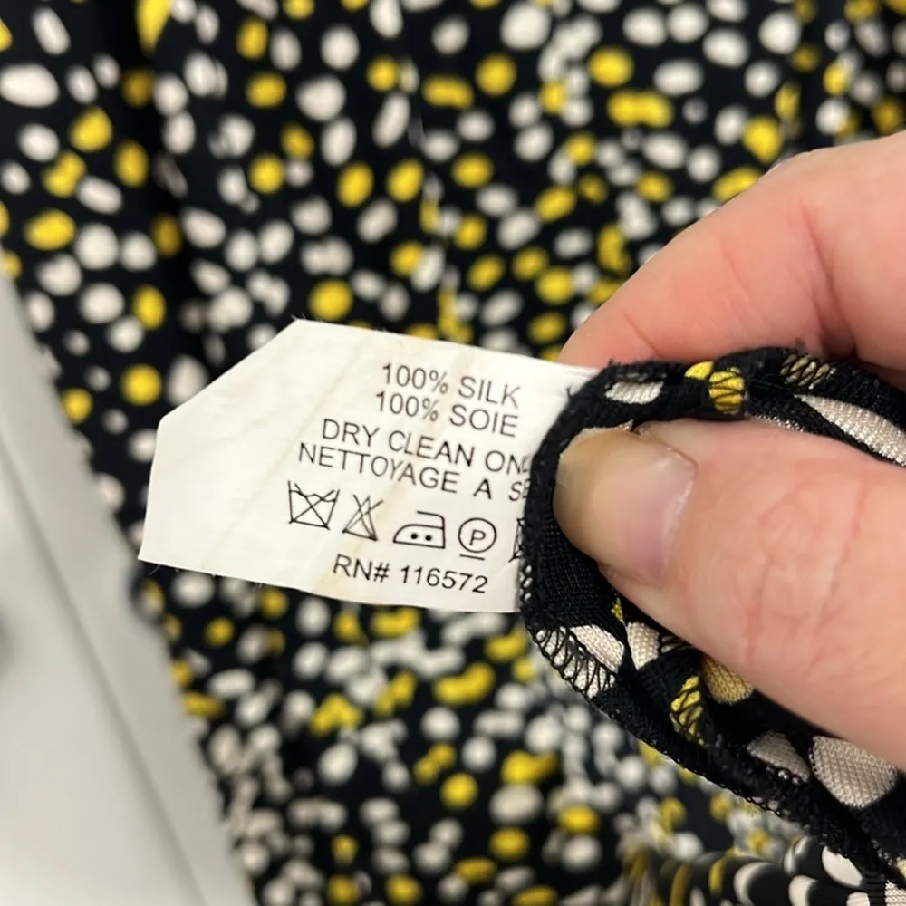 Francesca's Issa Size 4 Black, Yellow Dotted Silk Strapless Open Back Maxi Dress - Image 10