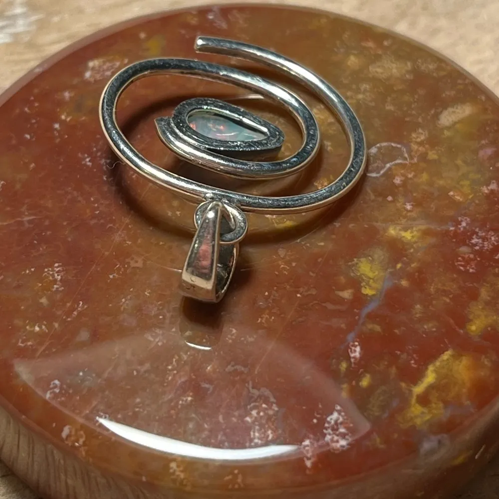 Ethiopian Opal Swirl Modern 925 Sterling Silver Pendant - Image 14