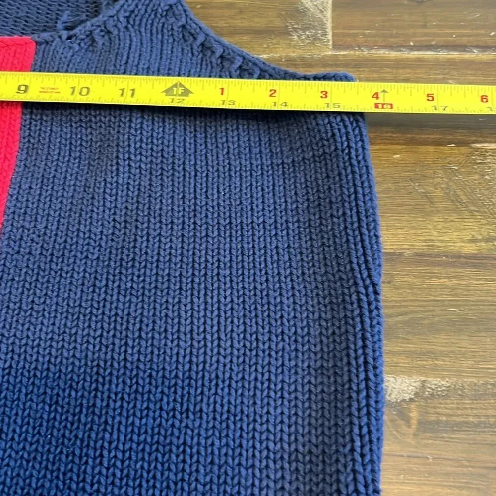 Tommy Hilfiger Vintage Chunky Knit Top Tank Large Logo Americana Y2K Preppy - Image 2