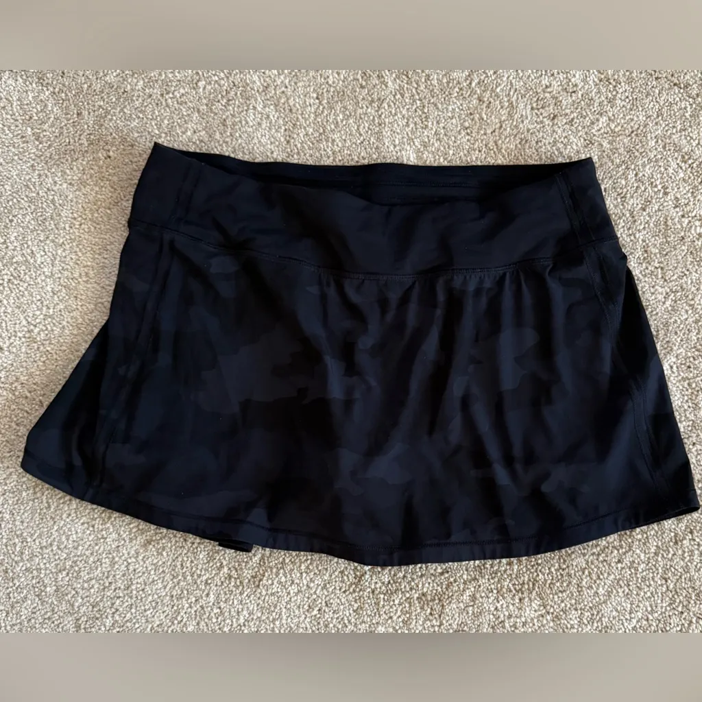 Lululemon Pace Rival Mid Rise Skirt Heritage 365 Camo Deep Coal Multi/Black Sz 8 - Image 7