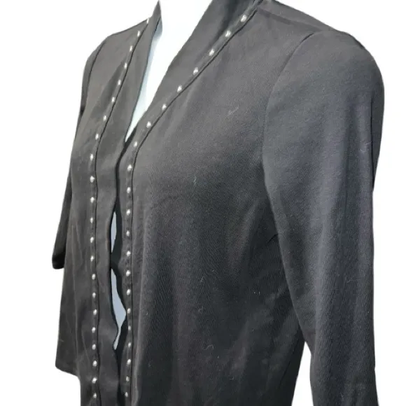 Rafaella Black Women's open front cardigan with silver stud design - Image 4