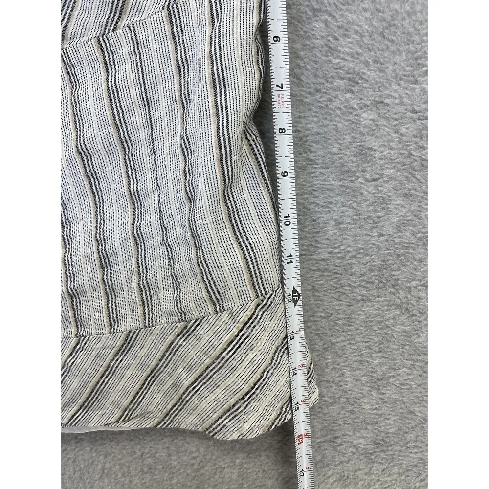 LOFT Ann Taylor Women's Blouse Sleeveless Size 14 Linen Blend Striped Blue White - Image 8