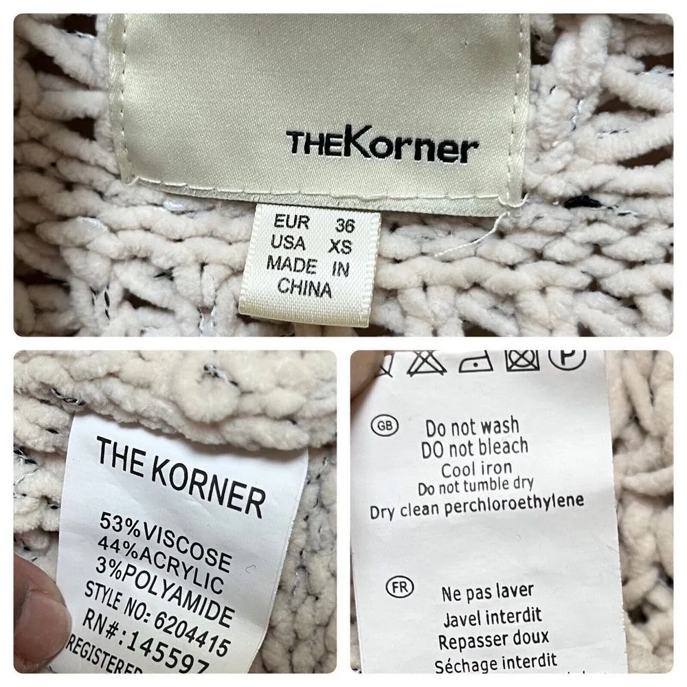 The Korner Open Knit Open Front Pockets Oversized Soft Longline Cardigan Size XS Tan - Image 11