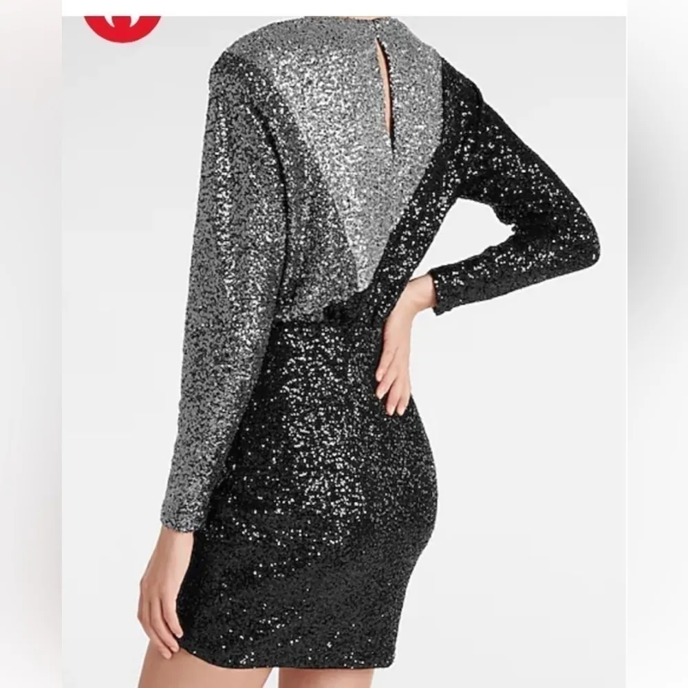 COLOR Block Sequin Strong Shoulder Mini Dress size M NWT - Image 2
